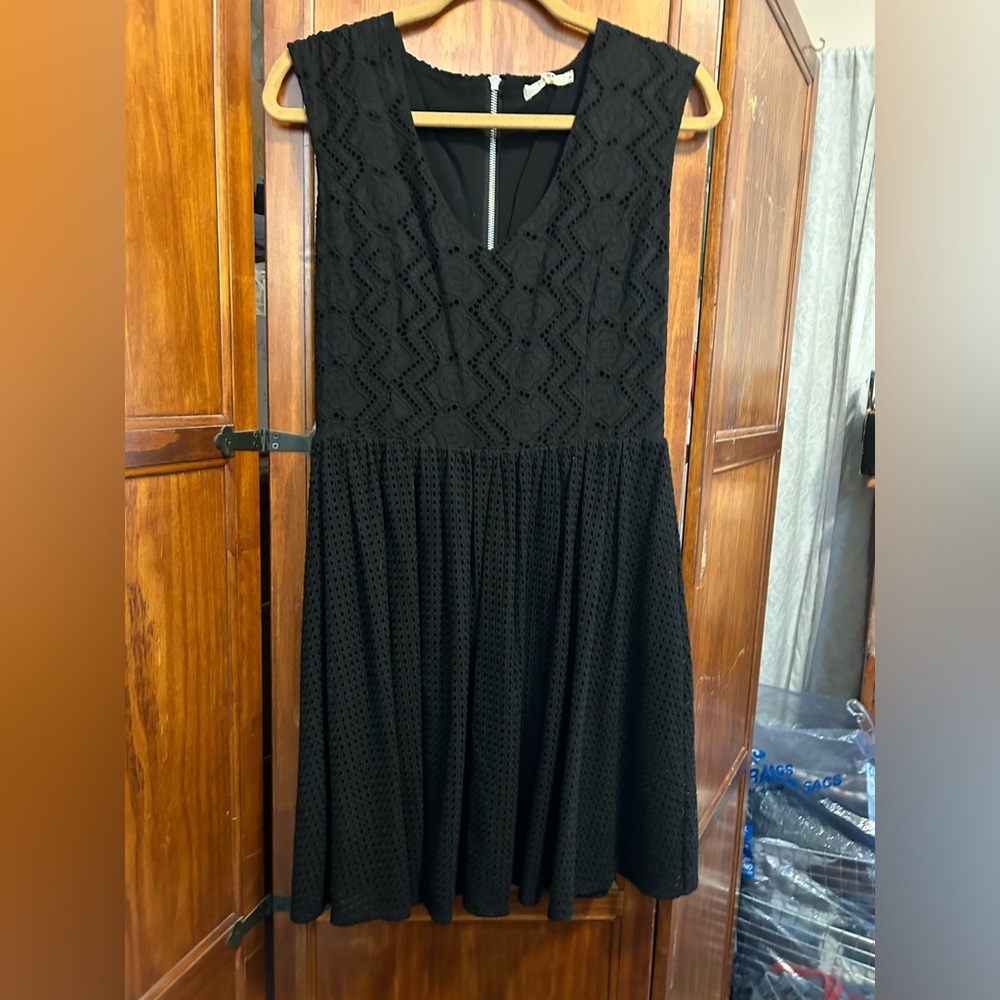 Solid black cotton dress by Hazel